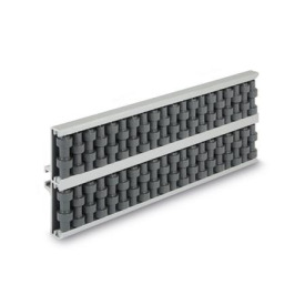 GN 6471 Seitenführungen, Trägerprofil Aluminium, Zylinder- und Kugelrollen einseitig Form: ZA - zylindrisch abgesetzte Rollen<br />Kennziffer: 2 - zweireihig