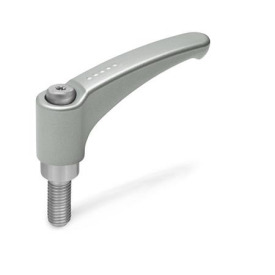 GN 602.1 Verstellbare Klemmhebel, Zink-Druckguss, Schraube Edelstahl Farbe: SR - silber, RAL 9006, strukturmatt