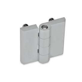 GN 237 Scharniere, Zink-Druckguss / Aluminium Werkstoff: ZD - Zink-Druckguss<br />Form: C - 2x2 Gewindestifte<br />Oberfläche: SR - silber, RAL 9006, strukturmatt