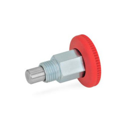 GN 822.1 Miniraster, Rastmechanik offen, mit rotem Knopf Form: B - ohne Rastsperre<br />Werkstoff: ST - Stahl<br />Farbe: RT - rot, RAL 3000