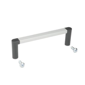 GN 423 Gerätegriffe, für 19“-Gehäusetechnik Form: A - Montage von der Rückseite (Blechschrauben)<br />Oberfläche: ELS - eloxiert, naturfarben / Grifffüße schwarz, matt