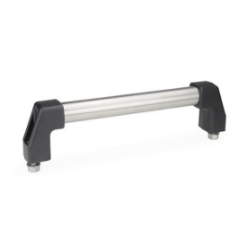 GN 667 Maniglie a ponte per armadi, tubolare in alluminio/acciaio INOX, montaggio dal lato dell'operatore Finitura: NG - rettificato, finitura matt brillante