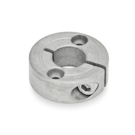 GN 7062.2 Geschlitzte Stellringe, Edelstahl, mit Flanschbohrungen Form: B - mit zwei Senkbohrungen für Zylinderschrauben