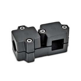 GN 194 Winkel-Klemmverbinder, Aluminium d<sub>1</sub> / s<sub>1</sub>: B - Bohrung<br />d<sub>2</sub> / s<sub>2</sub>: V - Vierkant<br />Oberfläche: SW - schwarz, RAL 9005, strukturmatt