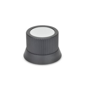 GN 726.2 Drehknöpfe, Aluminium, schwarz eloxiert Form: B - neutral, ohne Markierung oder Skala<br />Kennziffer: 2 - mit Spannzange