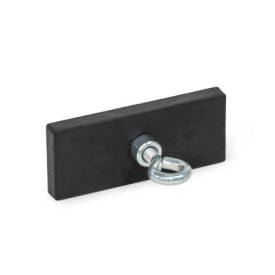 GN 57.10 Haltemagnete, Neodym-Eisen-Bor, mit Haken / Ringöse, mit Gummiummantelung Form: B - mit Ringöse