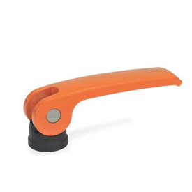 GN 927 Exzenterspanner, Hebel Zink-Druckguss, Auflagescheibe Kunststoff, mit Innengewinde Form: B - Kunststoff-Auflagescheibe ohne Stellmutter<br />Farbe: O - orange, RAL 2004