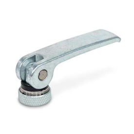 GN 927.3 Exzenterspanner, Hebel Stahl, mit Innengewinde Form: A - Kunststoff-Auflagescheibe mit Stellmutter