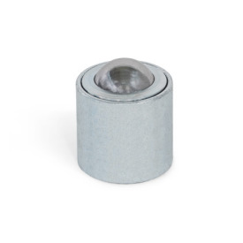 GN 509.6 Kugelrollen, Gehäuse Stahl, mit Innengewinde Werkstoff Gehäuse: S - Stahl<br />Werkstoff Laufkugel: NI - Edelstahl