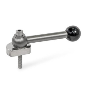 GN 918.5 Spiralexzenter, Edelstahl, Spannung radial, Schraube von der Bedienseite Form: GVS - mit Kugelgriff, gerade (Kerbverzahnung)<br />Spannrichtung: R - durch Rechtsdrehung (gezeichnete Ausführung)