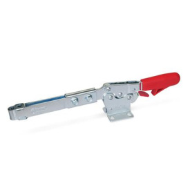 GN 820.3 Schnellspanner, Stahl, Spannhebel horizontal, mit Verriegelung, mit waagrechtem Fuß, mit verlängertem Spannarm Form: UL - Spannarm verlängert, mit Langloch und 2 Flankenscheiben