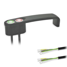 GN 422 Bügelgriffe, mit elektrischer Schaltfunktion, mit Kabel Form: T2 - mit 2 Taster<br />Oberfläche: SW - schwarz, RAL 9005, strukturmatt