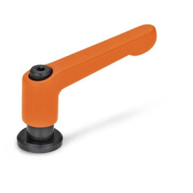 GN 307 Verstellbare Klemmhebel, Zink-Druckguss, mit Buchse und Auflagescheibe Farbe: OS - orange, RAL 2004, strukturmatt