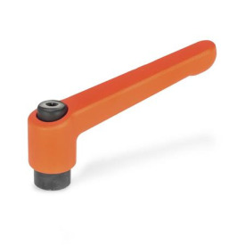 GN 300 Verstellbare Klemmhebel, Zink-Druckguss, Buchse Stahl brüniert Farbe: OS - orange, RAL 2004, strukturmatt