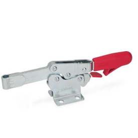 GN 820.3 Schnellspanner, Stahl, Spannhebel horizontal, mit Verriegelung, mit waagrechtem Fuß Form: OL - massiver Spannarm mit Halteschelle zum Anschweißen