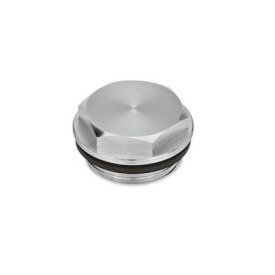 GN 742 Verschlussschrauben mit und ohne Symbol, Viton-Dichtung, Aluminium, bis 180 °C Form: OS - neutral, blank<br />Entlüftungsbohrung: 1 - ohne Entlüftungsbohrung