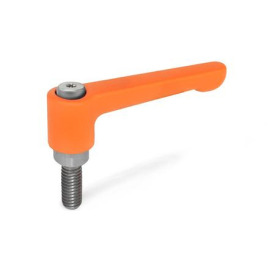 GN 302.1 Flache verstellbare Klemmhebell, Zink-Druckguss, Schraube Edelstahl Farbe: OS - orange, RAL 2004, strukturmatt