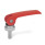 GN 927.4 Exzenterspanner mit Edelstahl-Schraube, Hebel Zink-Druckguss Form: A - Kunststoff-Auflagescheibe mit Stellmutter
Farbe: R - rot, RAL 3000