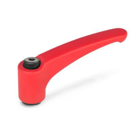 GN 602 Verstellbare Klemmhebel, Zink-Druckguss, Buchse Stahl Farbe: RS - rot, RAL 3000, strukturmatt