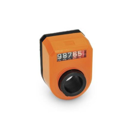 GN 953 Stellungsanzeiger, 5-stellig, digitale Anzeige, mechanisches Zählwerk, Hohlwelle Stahl Einbaulage: FN - gerade, oben<br />Farbe: OR - orange, RAL 2004