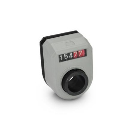 GN 953 Stellungsanzeiger, 5-stellig, digitale Anzeige, mechanisches Zählwerk, Hohlwelle Stahl Einbaulage: FN - gerade, oben<br />Farbe: GR - grau, RAL 7035