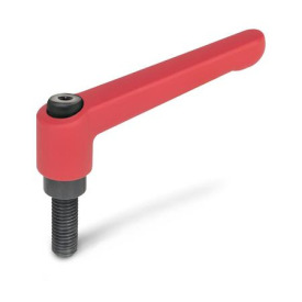 GN 300 Verstellbare Klemmhebel, Zink-Druckguss, Schraube Stahl brüniert Farbe: RS - rot, RAL 3000, strukturmatt