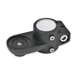 GN 274.1 Laschen-Verfahrschlitten, Aluminium d1: G - mit Gleiteinsatz<br />Form: IV - mit Innenverzahnung<br />Oberfläche: SW - schwarz, RAL 9005, strukturmatt
