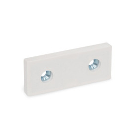 GN 57.4 Magneti di ritegno, neodimio-ferro-boro, con foro svasato, con rivestimento in gomma Tipo: B - Con 2 fori svasati<br />Colore: WS - Colore bianco