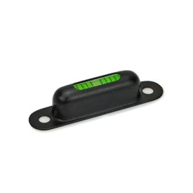 GN 2282 Längslibellen, Gehäuse Messing, zum Anschrauben Empfindlichkeit: 6 - Winkelminuten, pro 2 mm Blasenweg<br />Werkstoff / Oberfläche: MSW - schwarz, RAL 9005, strukturmatt<br />Kennziffer: 1 - Sichtfenster oben