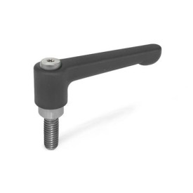 GN 302.1 Flache verstellbare Klemmhebell, Zink-Druckguss, Schraube Edelstahl Farbe: SW - schwarz, RAL 9005, strukturmatt
