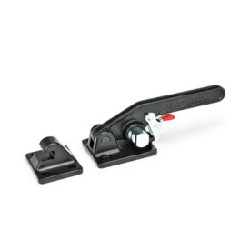 GN 852.3 Verschlussspanner mit Verriegelung, schwere Ausführung Form: T - mit Befestigungsbohrungen, ohne Zugbügel, mit Gegenhalter