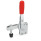 GN 810.1 Schnellspanner, Stahl, Spannhebel vertikal, mit senkrechtem Fuß Form: BC - offener Spannarm, mit 2 Flankenscheiben und Andrückschraube GN 708.1
