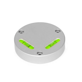 GN 2276 Kreuzlibellen, Gehäuse Aluminium, zum Anschrauben Empfindlichkeit: 50 - Winkelminuten, pro 2 mm Blasenweg<br />Form: AV - ausgerichtet, Montage von der Vorderseite (nicht justierbar)<br />Werkstoff / Oberfläche: ALN - eloxiert, naturfarben