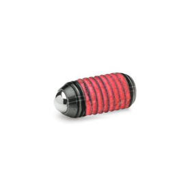 GN 615.3 Federnde Druckstücke, Stahl / Edelstahl, mit Gewindesicherung Form: KS - Stahl, verstärkter Federdruck<br />Gewindesicherung: MVK - Mikroverkapselung