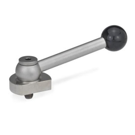 GN 918.5 Spiralexzenter, Edelstahl, Spannung radial, mit Gewindezapfen Form: KV - mit Kugelgriff, schräg (Kerbverzahnung)<br />Spannrichtung: L - durch Linksdrehung